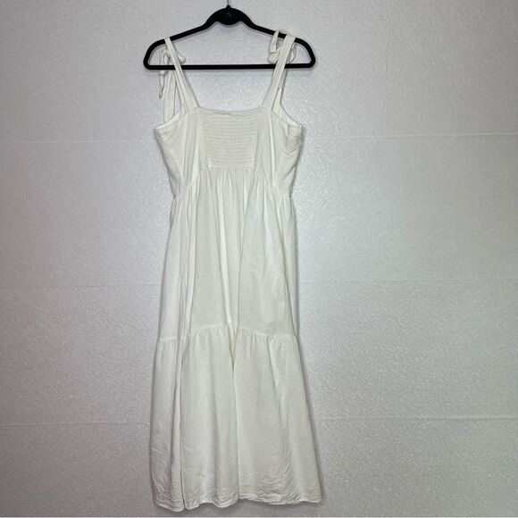 Urban Outfitters Positano Tie Shoulder Button Front Linen Dress L - Picture 4 of 6